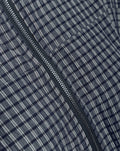 CHECK PEPLUM BLOUSE NAVY