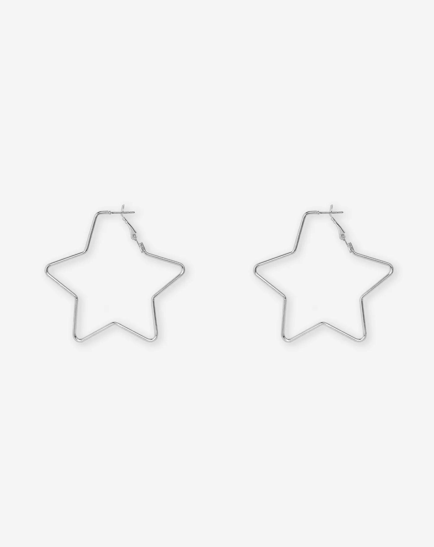 BIG HOOP STAR EARRINGS SILVER