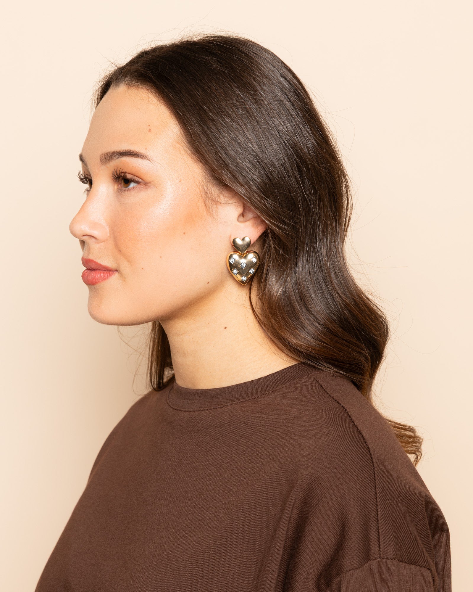 DOUBLE HEART DIAMOND EARRINGS