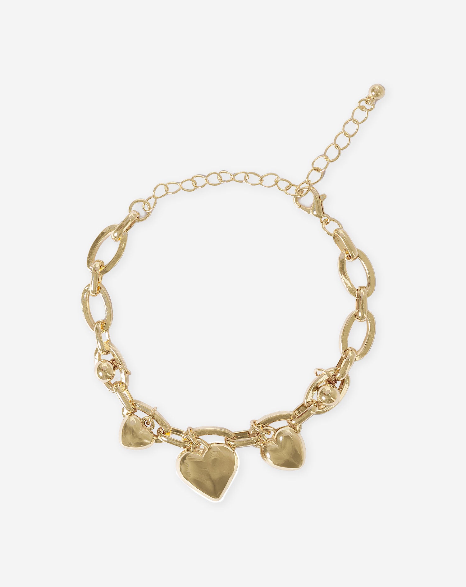 HEART CHARM BRACELET GOLD