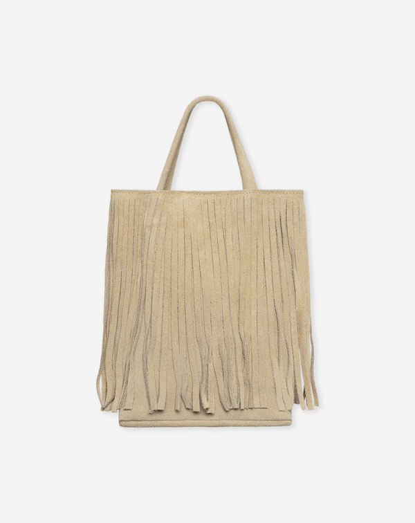 ROMI FRINGE SUEDE BAG BEIGE