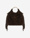 FRINGE SUEDE RING HANDLE BAG DONKERBRUIN