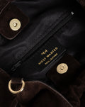 FRINGE SUEDE RING HANDLE BAG DONKERBRUIN