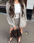FRINGE SUEDE RING HANDLE BAG DONKERBRUIN