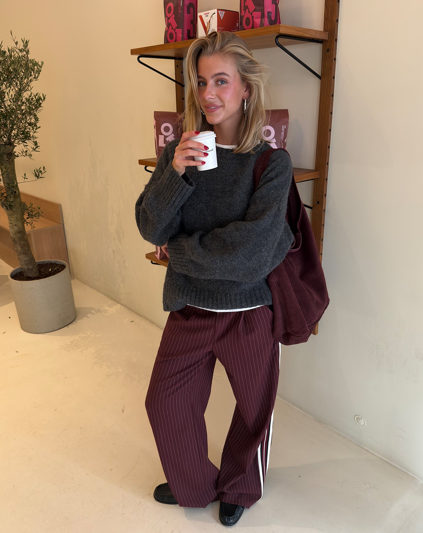 KAYLA SUEDE SHOPPER BURGUNDY