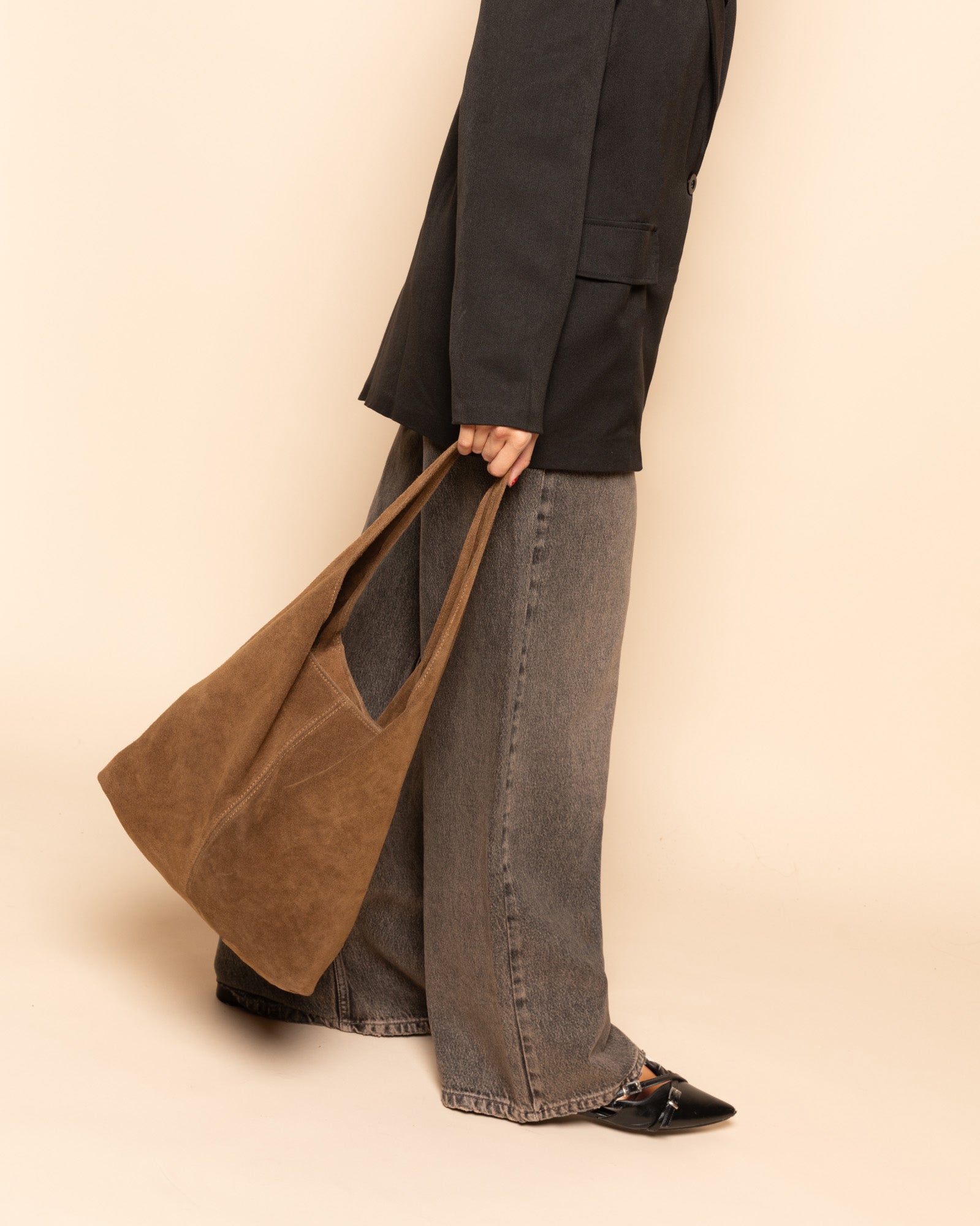 KAYLA SUEDE SHOPPER CAMEL