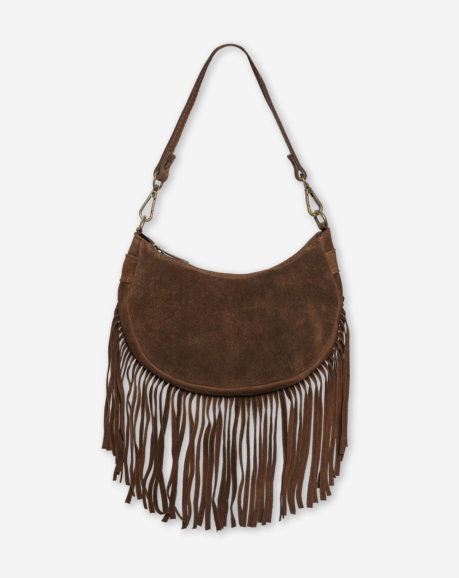 NAOMY FRINGE SUEDE BAG BROWN
