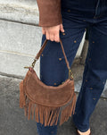NAOMY FRINGE SUEDE BAG BROWN