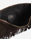 LIVIA FRINGE SUEDE BAG CHOCOLATE BROWN