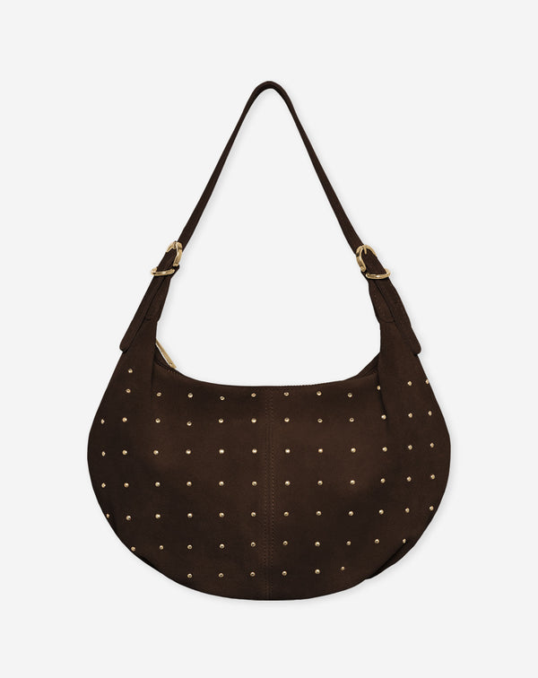 MERLE STUD SUEDE BAG BRUIN