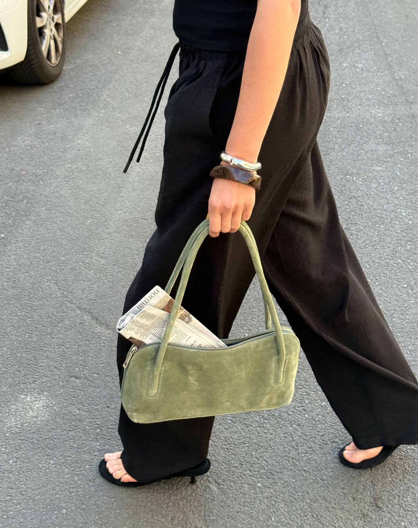 BLAIR SUEDE BAG OLIJFGROEN