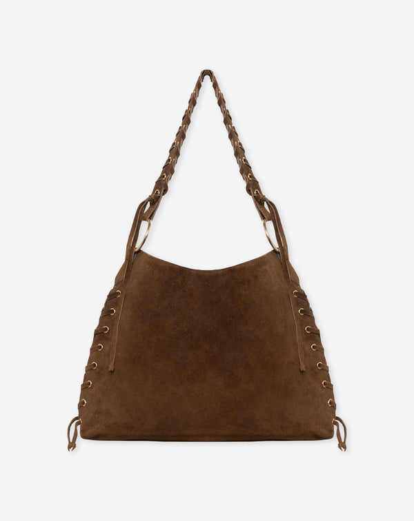 LACE UP SUEDE BAG BRUIN