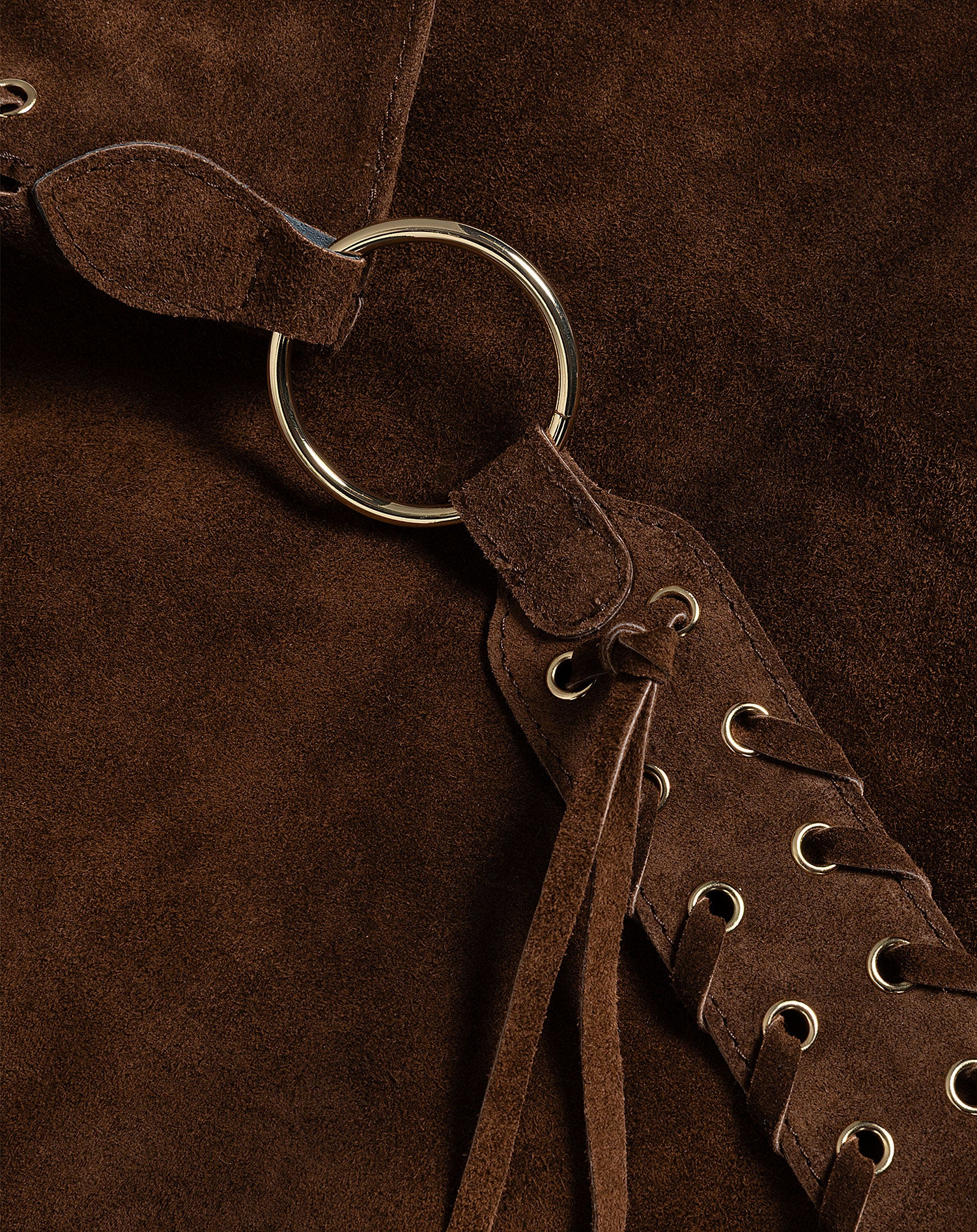 LACE UP SUEDE BAG BRUIN