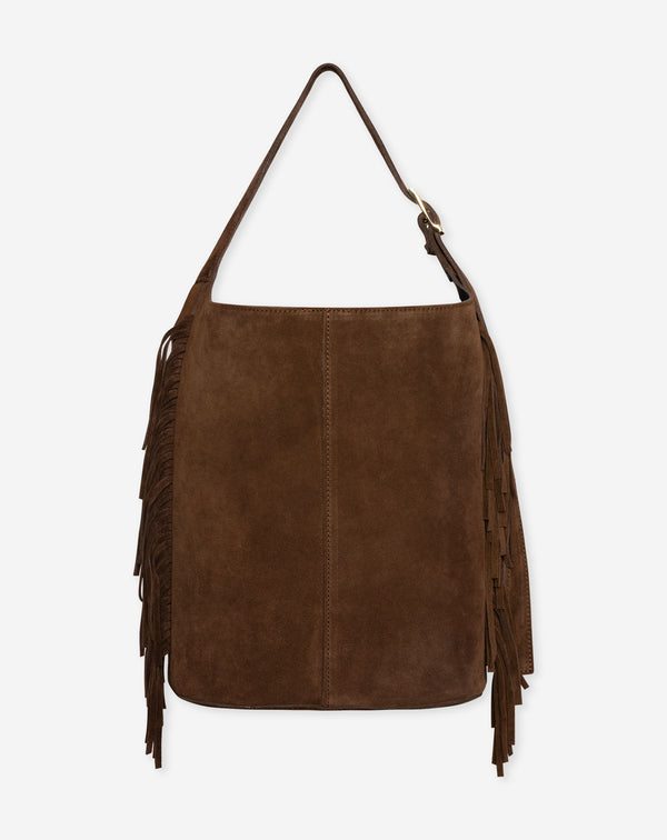 CIARA FRINGE SUEDE BAG BRUIN