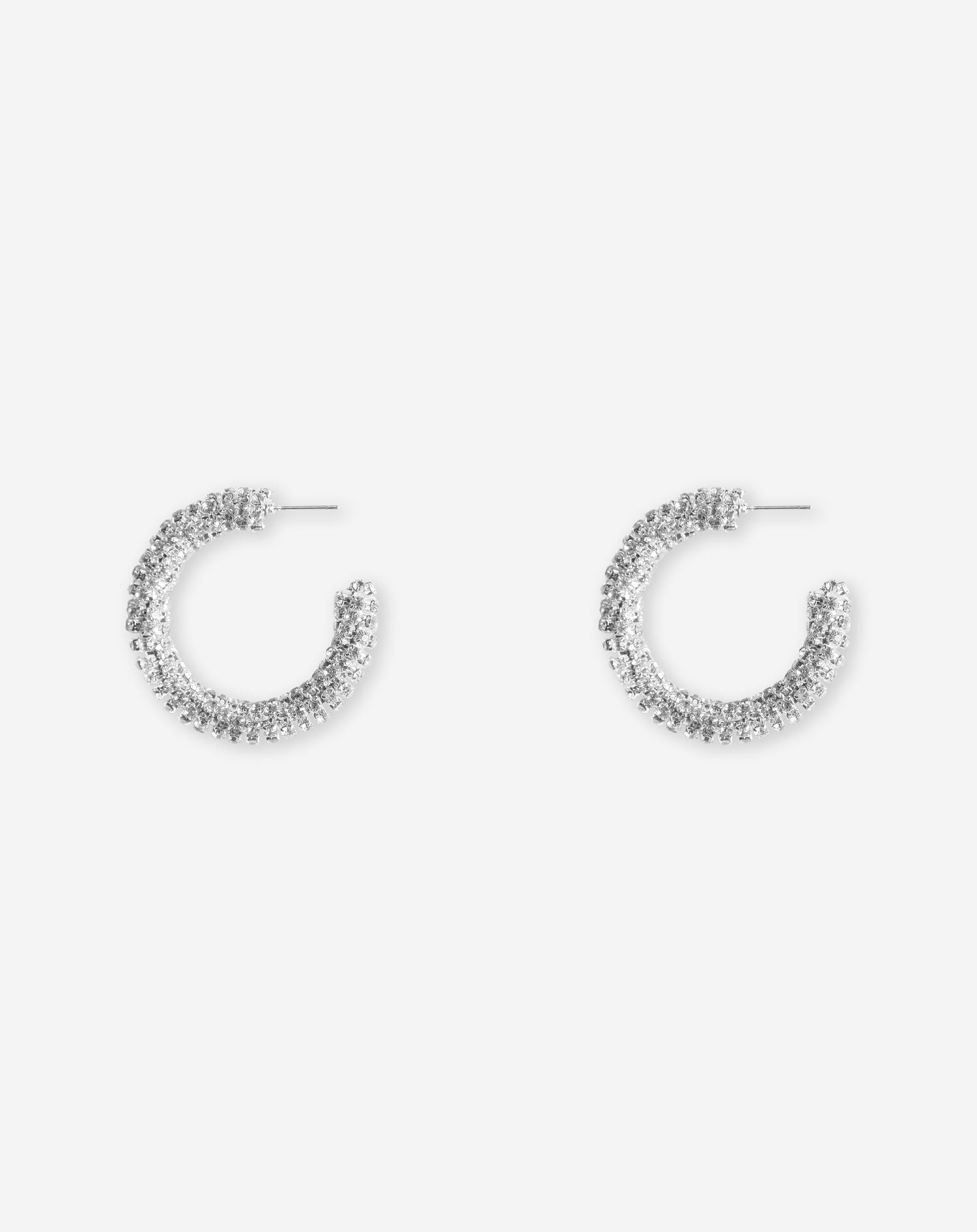 DIAMOND HOOP EARRINGS SILVER