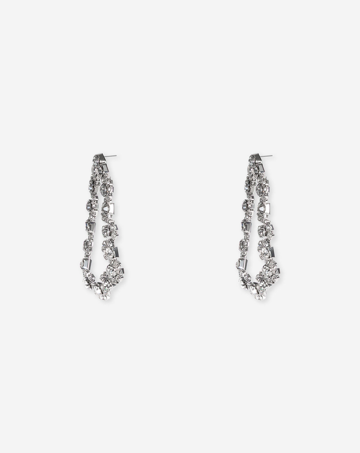 DROPPED DIAMOND EARRINGS SILVER 1