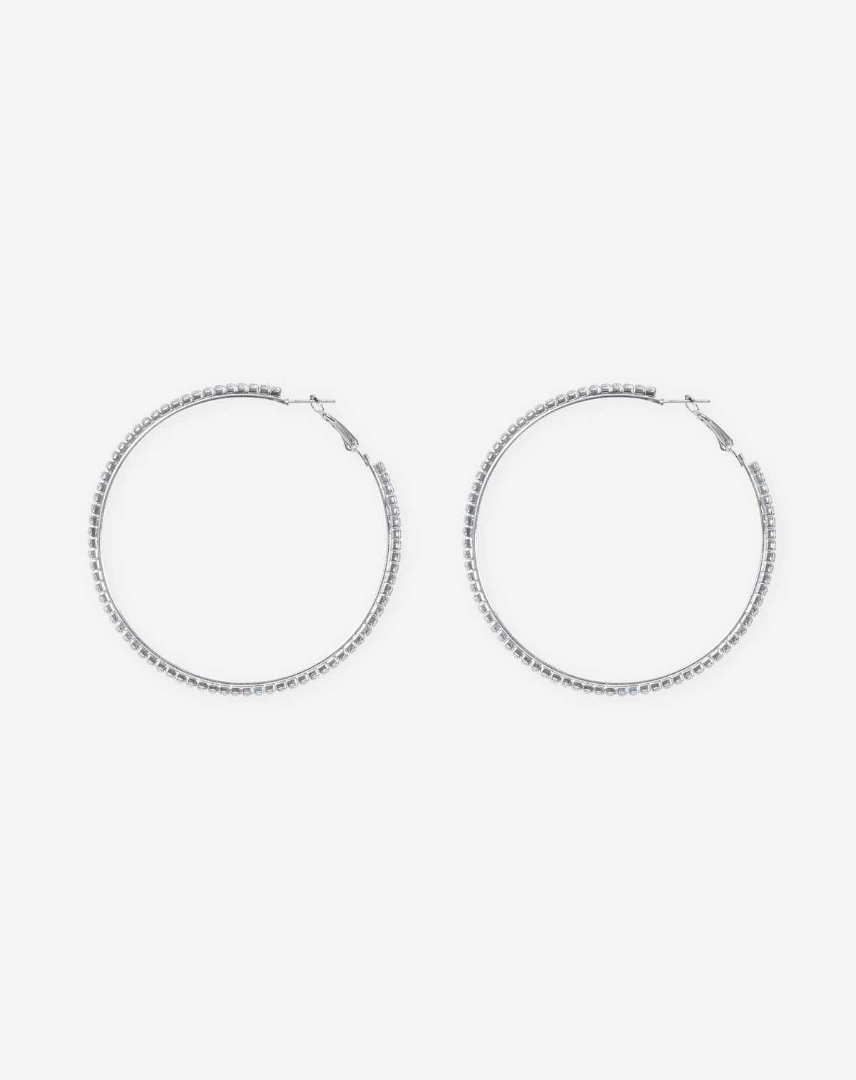BIG DIAMOND HOOP EARRINGS SILVER 1