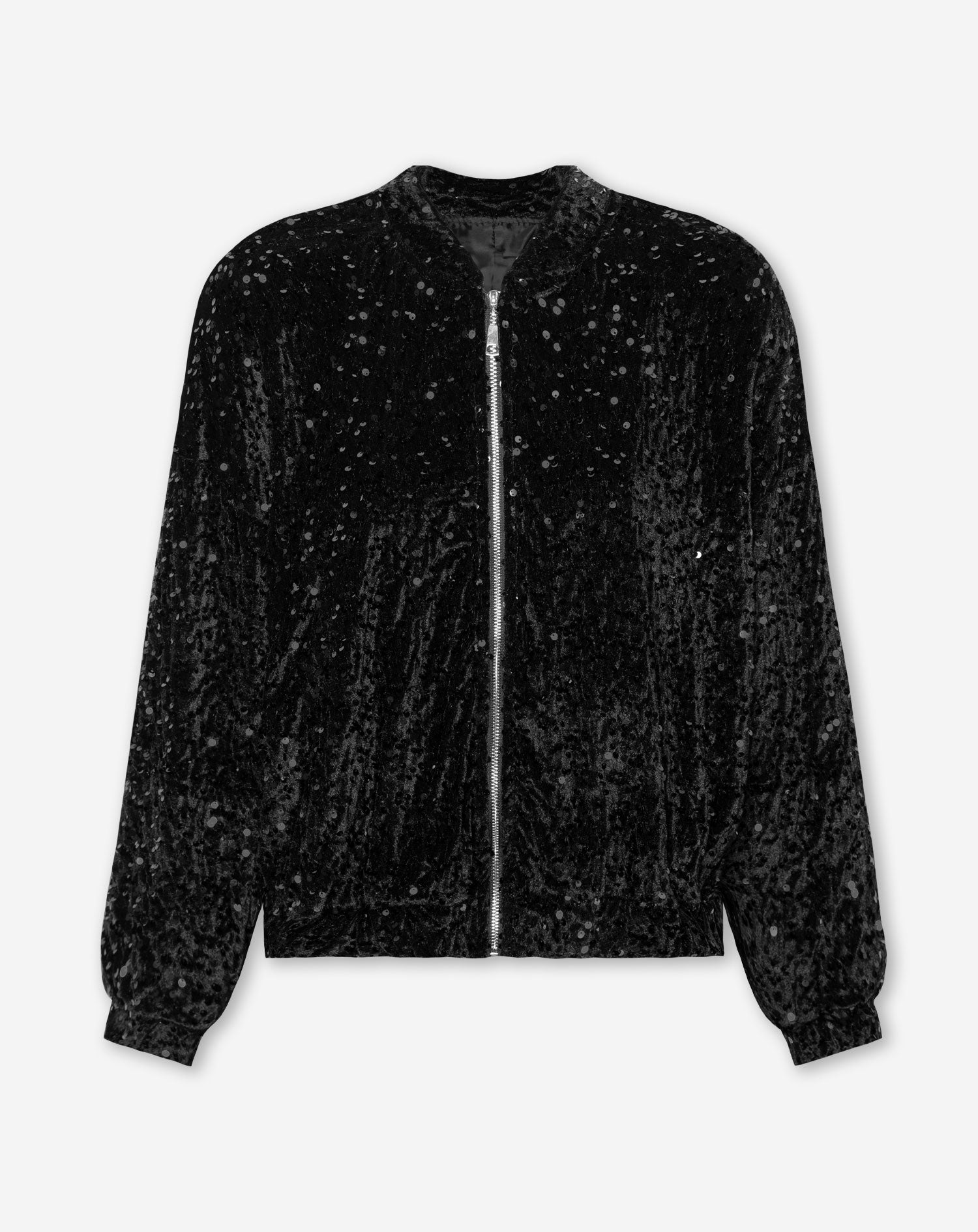 VELVET SEQUINS BOMBER BLACK