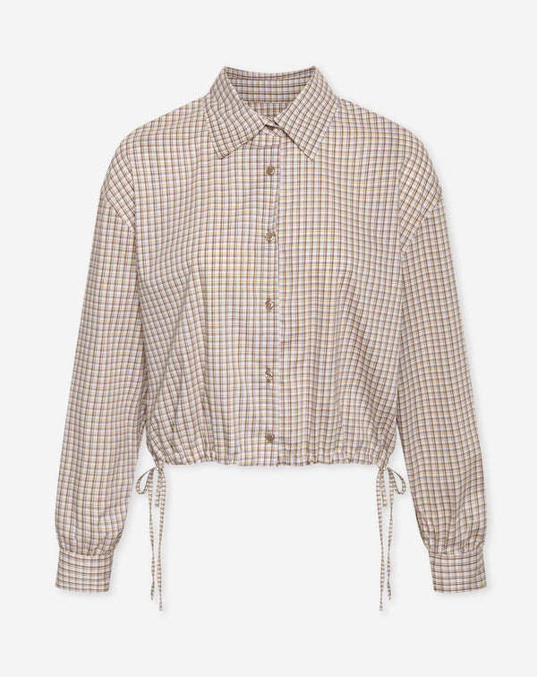 KIRA CHECK CORD BLOUSE BRUIN