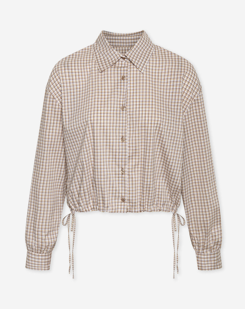 KIRA CHECK CORD BLOUSE BRUIN