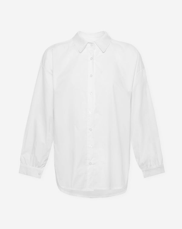POPLIN LACE UP BLOUSE WHITE