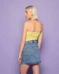CROSSOVER DENIM SKIRT MID BLUE