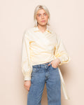 POPLIN WRAP KNOT BLOUSE BUTTER YELLOW