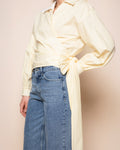 POPLIN WRAP KNOT BLOUSE BUTTER YELLOW