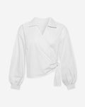 POPLIN WRAP KNOT BLOUSE WHITE