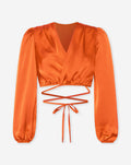 SATIN WRAP CORD TOP ORANGE