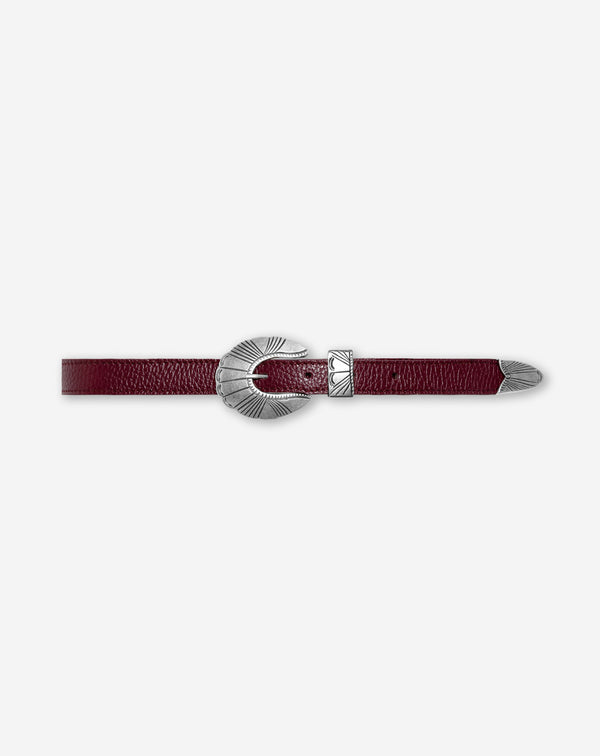 BILLIE WESTERN BELT BURGUNDY