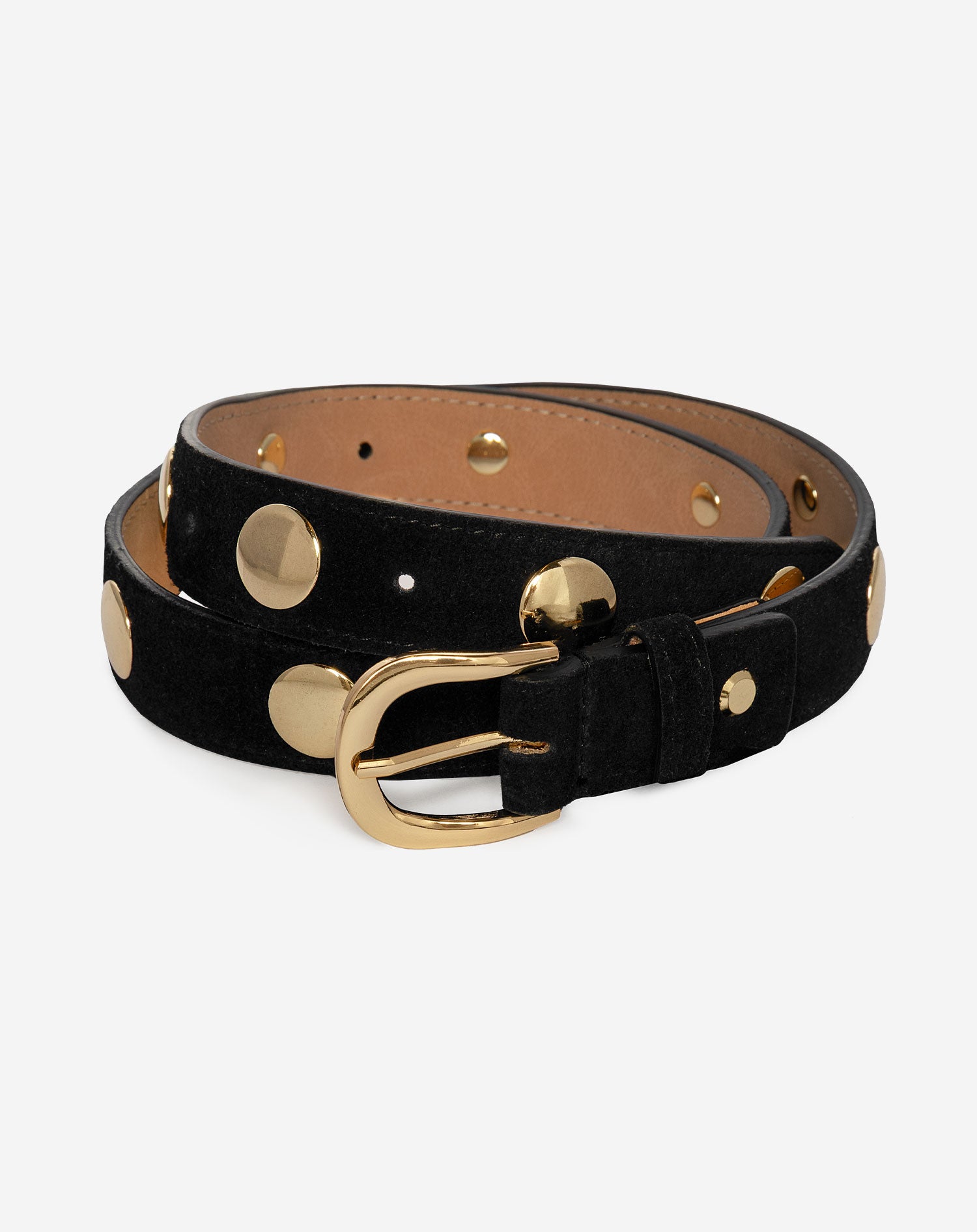 STUDDED SUEDE BELT ZWART