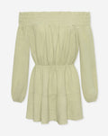 MOUSSELINE OFF SHOULDER DRESS LIGHT OLIVE