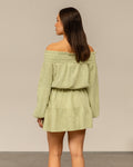 MOUSSELINE OFF SHOULDER DRESS LIGHT OLIVE