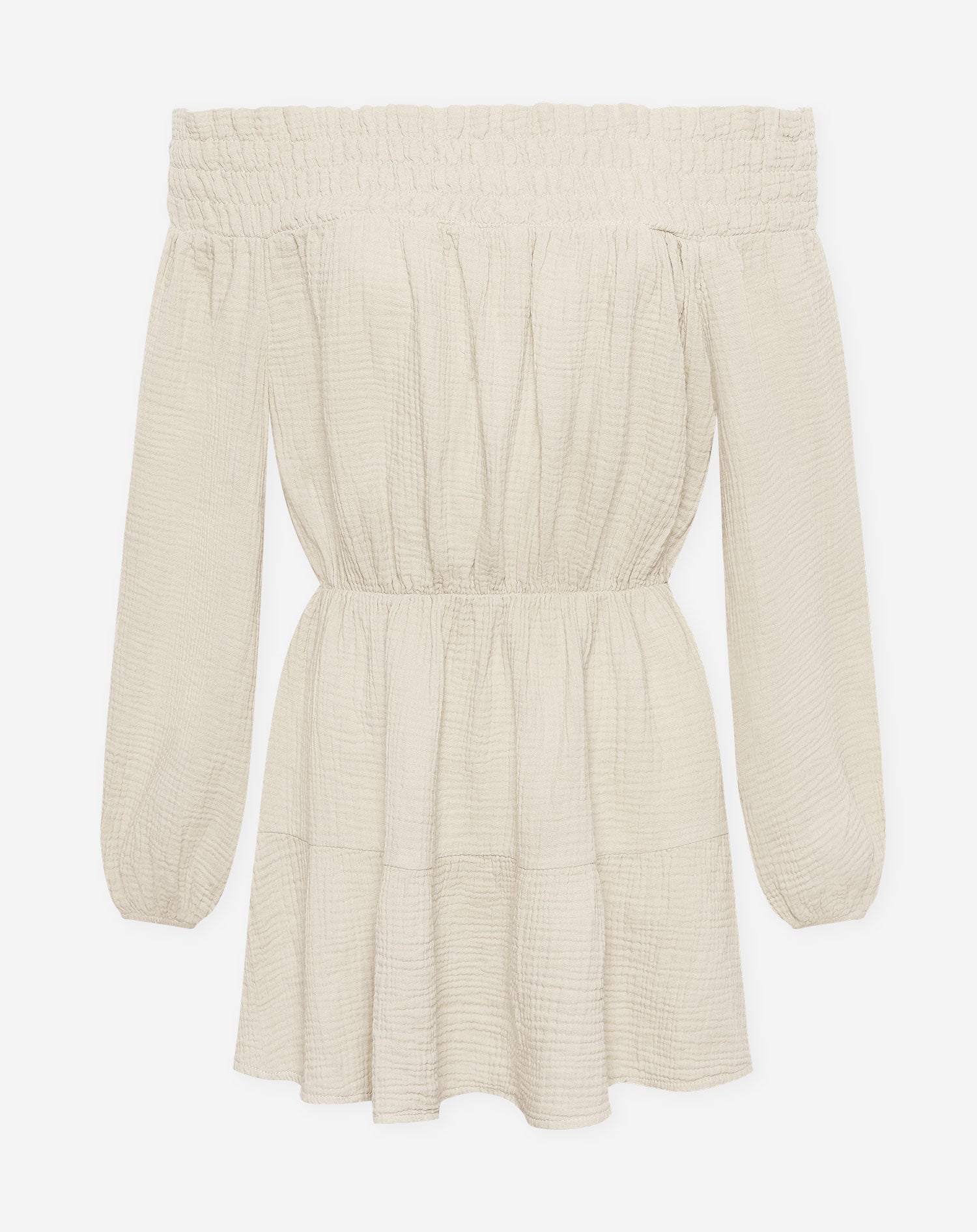 MOUSSELINE OFF SHOULDER DRESS ZAND