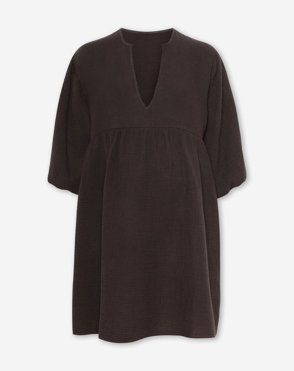 MOUSSELINE V-NECK DRESS MATERNITY BRUIN