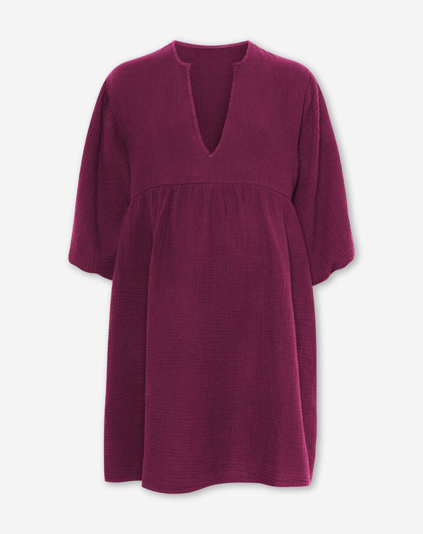 MOUSSELINE V-NECK DRESS MATERNITY CHERRY