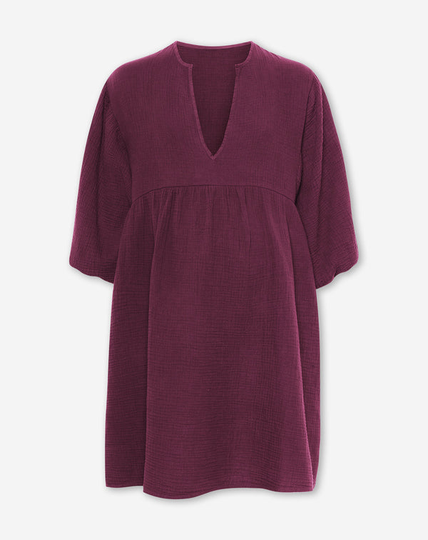 MOUSSELINE V NECK DRESS MATERNITY CHERRY