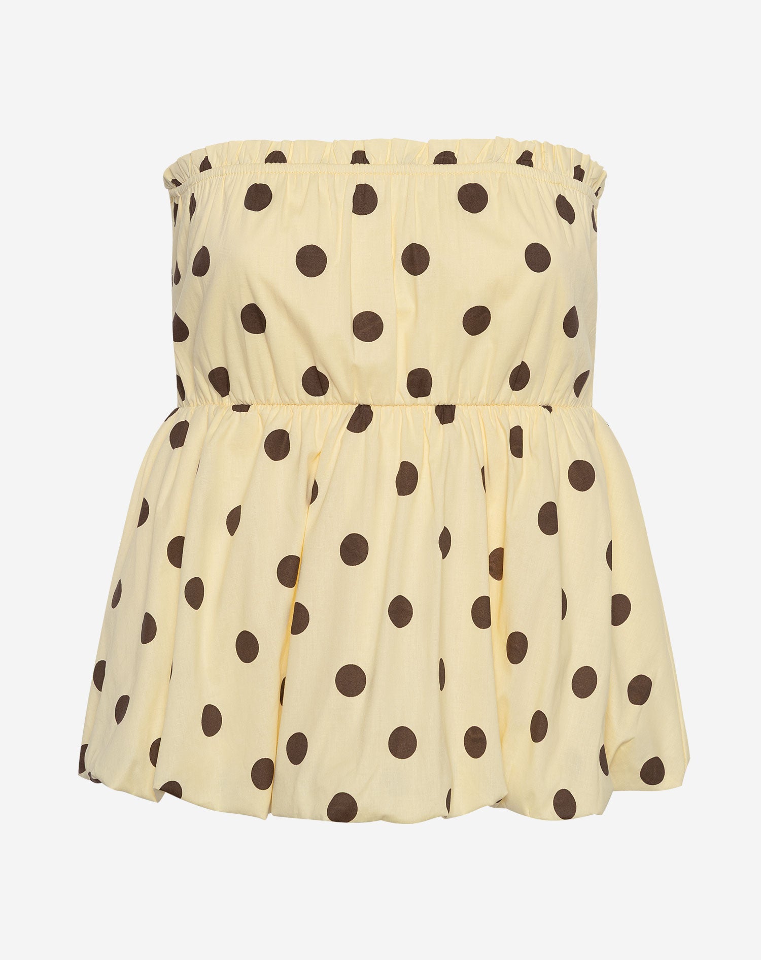 DOT PEPLUM RUFFLE TOP BOTERGEEL