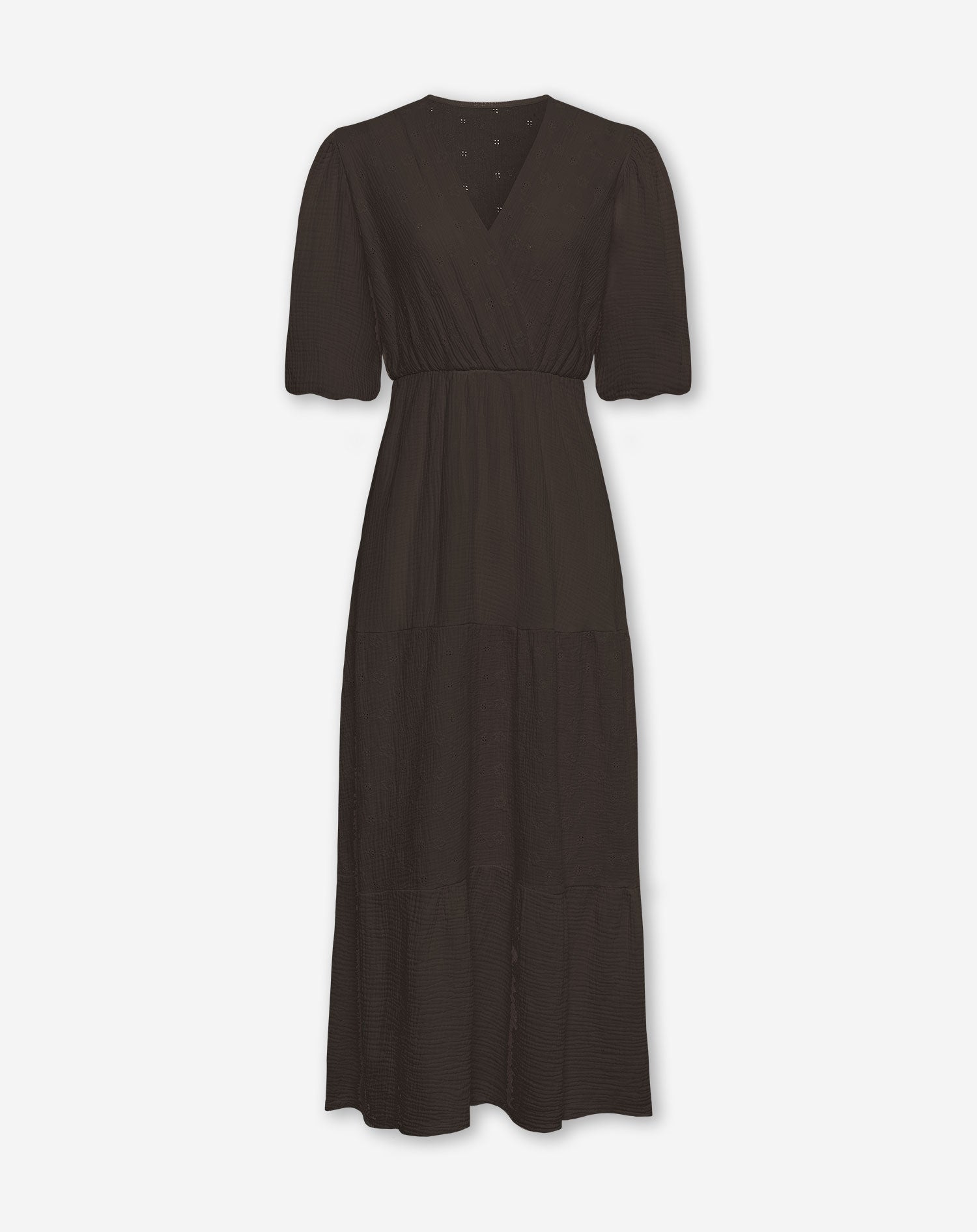 LOIZA FLOWER MOUSSELINE MAXI DRESS BROWN