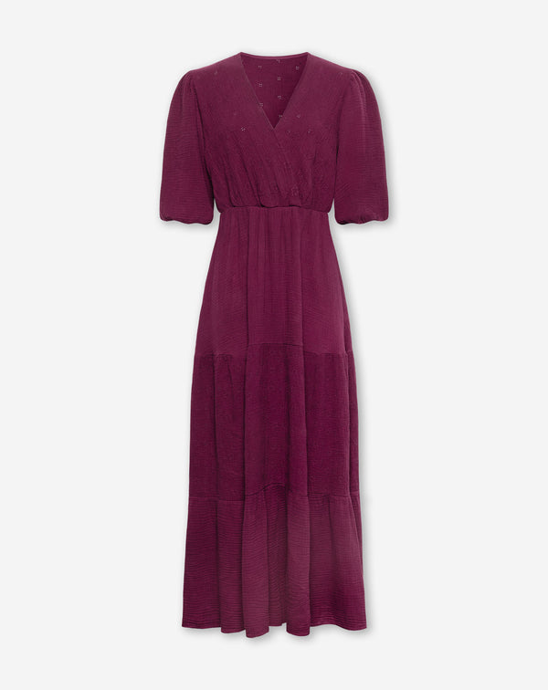 LOIZA FLOWER MOUSSELINE MAXI DRESS CHERRY