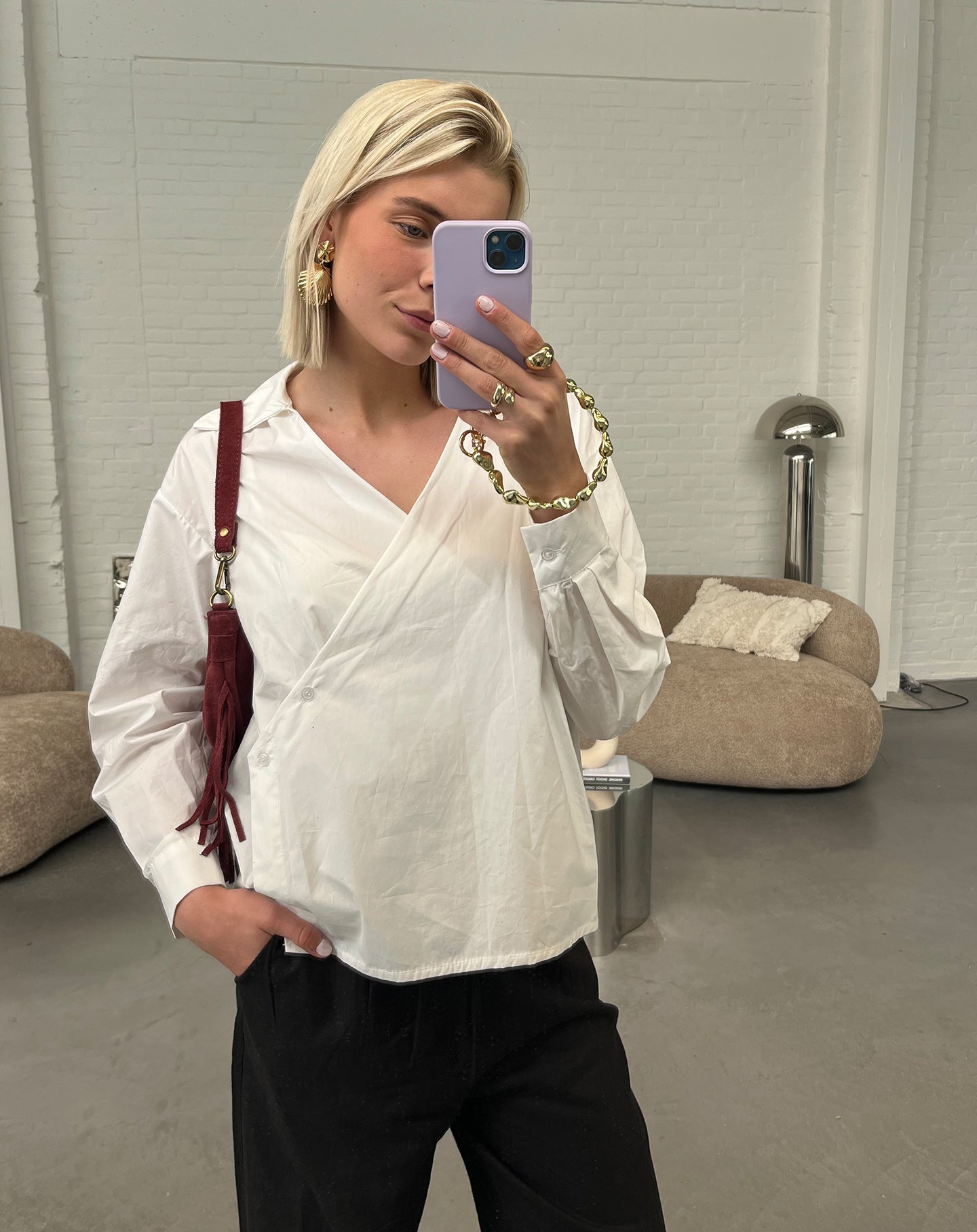 MIKKI POPLIN WRAP BLOUSE CRÈME