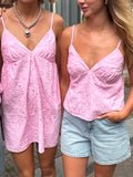 MANOU BRODERIE CAMI TOP ROZE