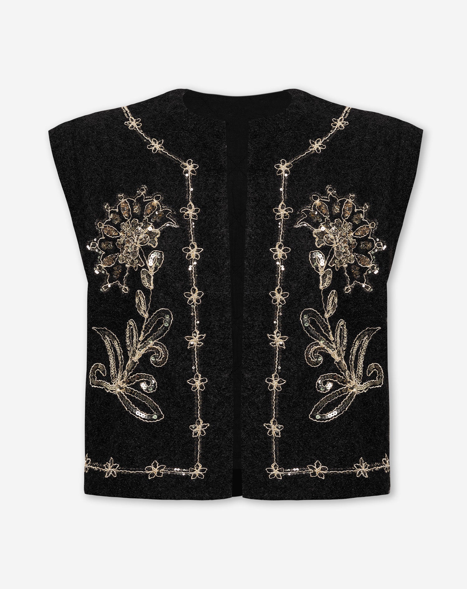 RIVER SEQUINS GILET BLACK