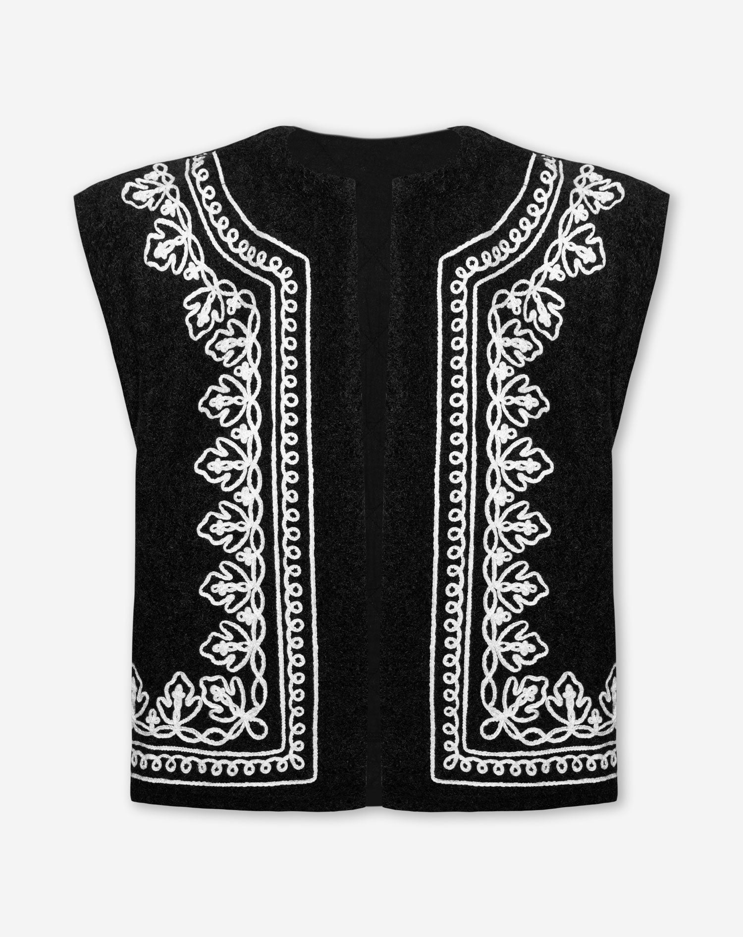 SADIE EMBROIDERY GILET ZWART