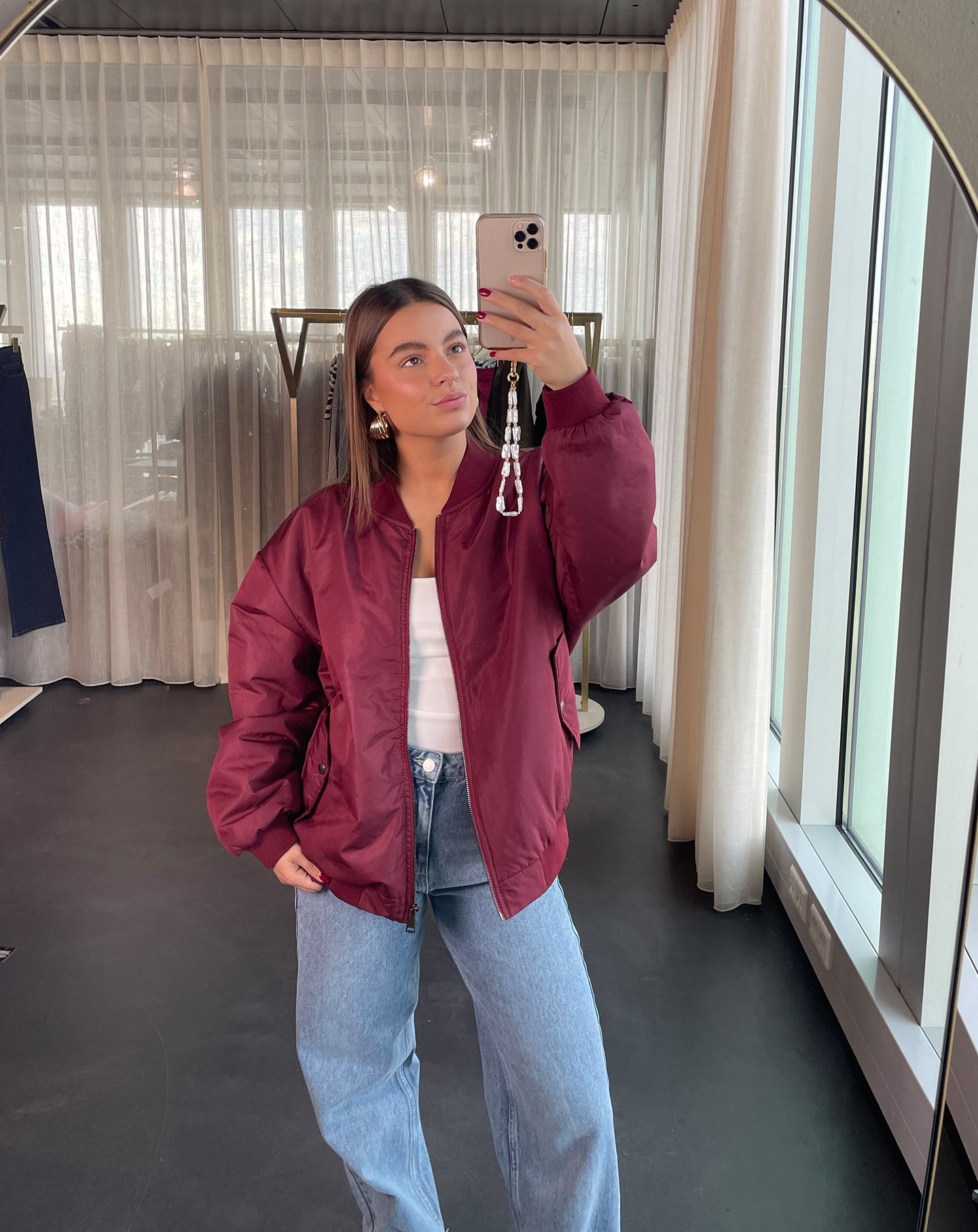 LUCY OVERSIZED BOMBER BURGUNDY