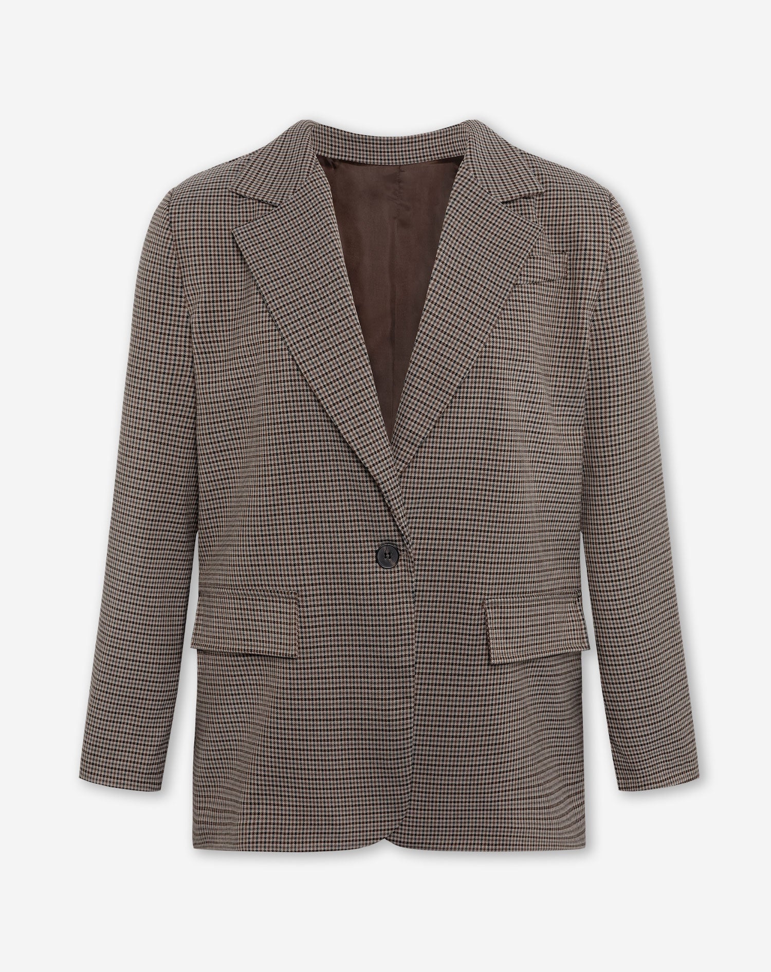 KAYLEE CHECK BLAZER BROWN