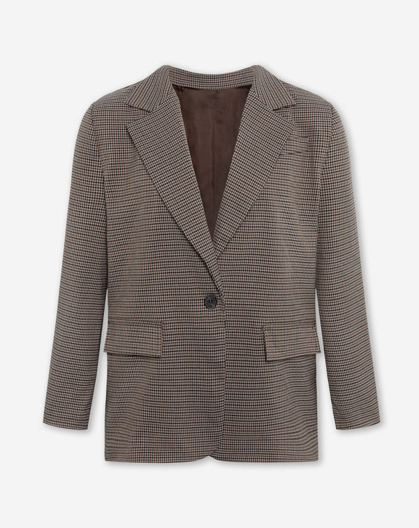 KAYLEE CHECK BLAZER BROWN