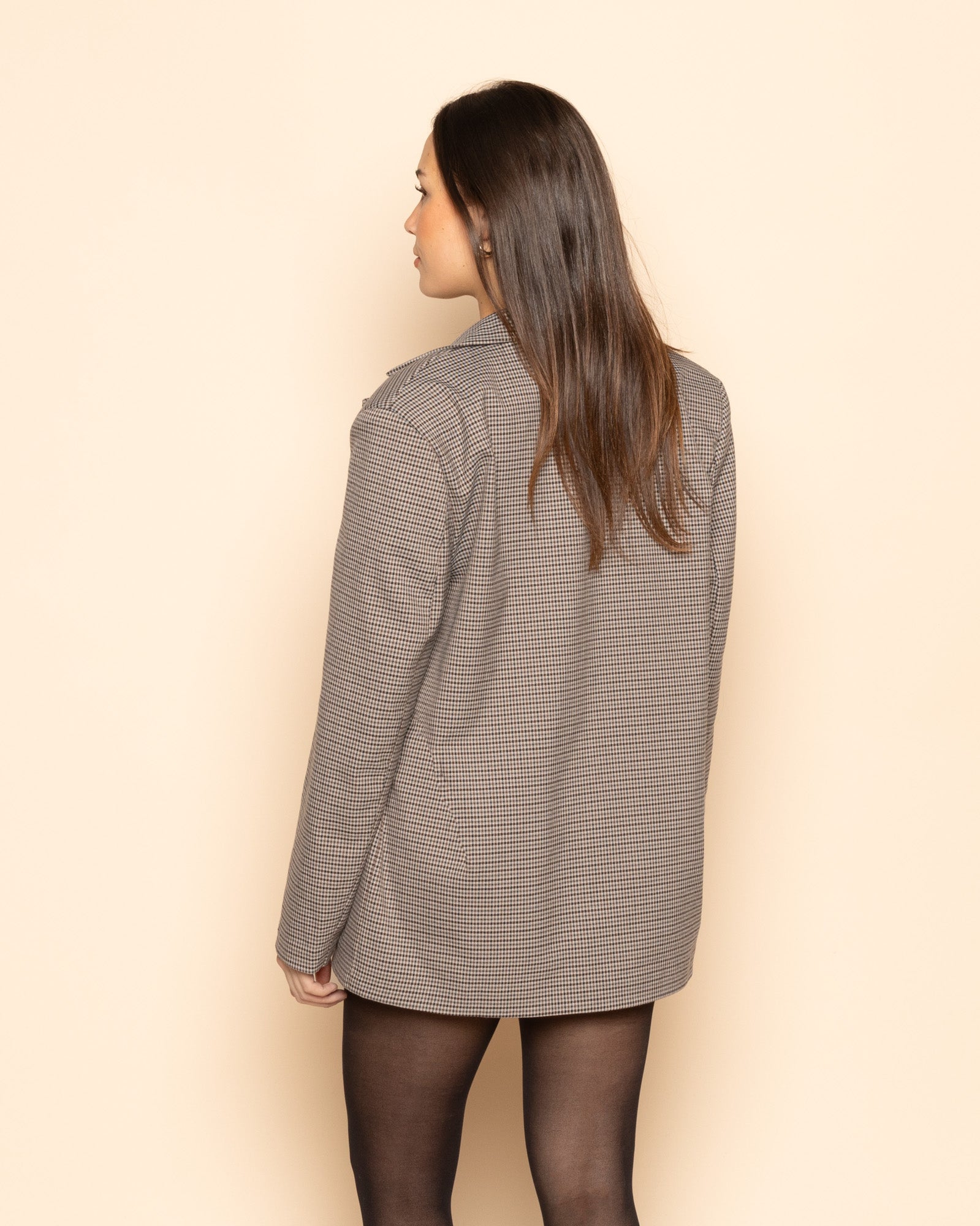 KAYLEE CHECK BLAZER BROWN