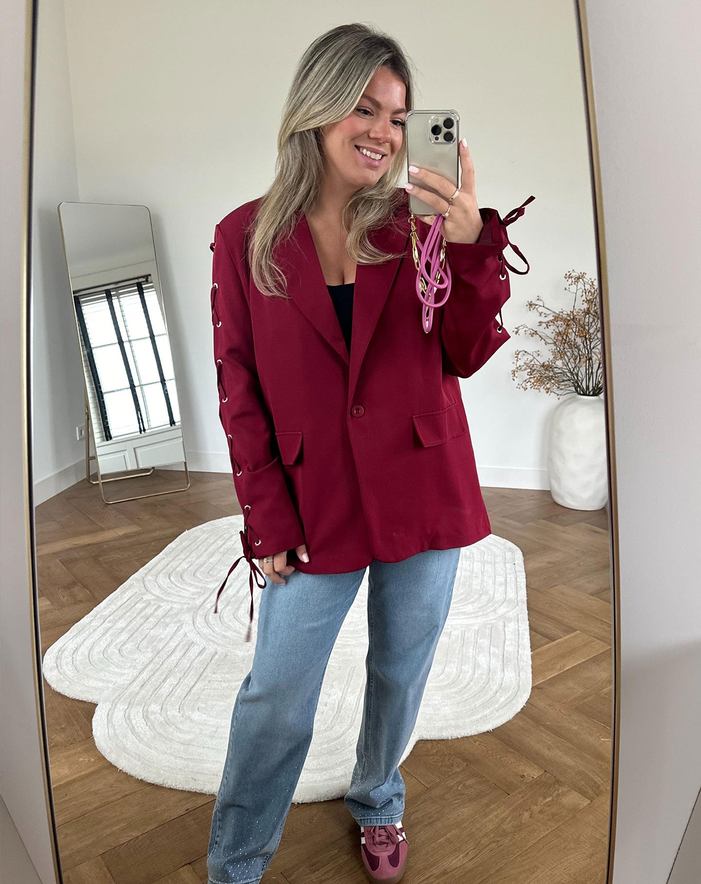 LACE UP BLAZER BORDEAUX